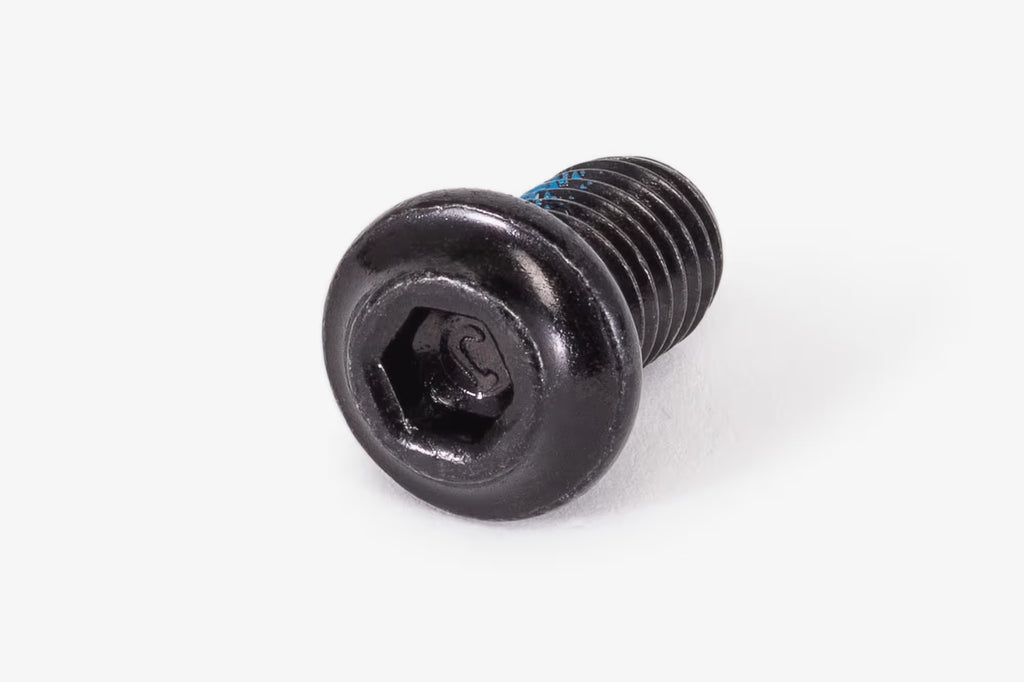Black hexagonal socket head bolt for BMX cranks or sprockets.