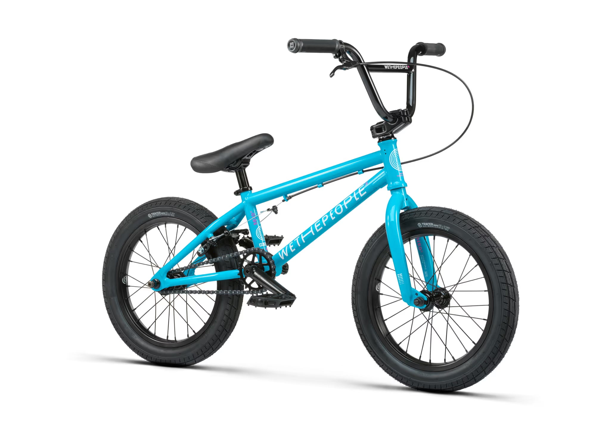 Blue children's bike on a white background