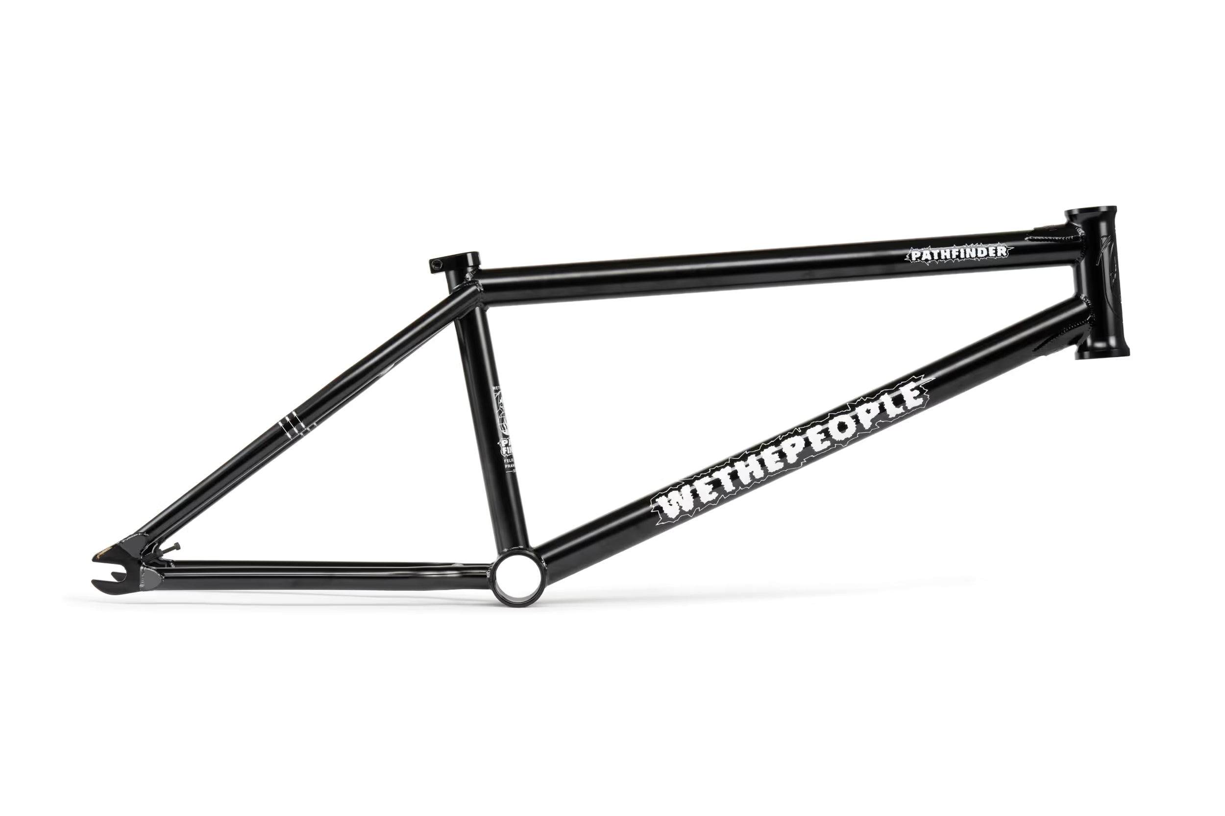 Wethepeople Pathfinder BMX Frame in black with Wethepeople and Pathfinder logos visible