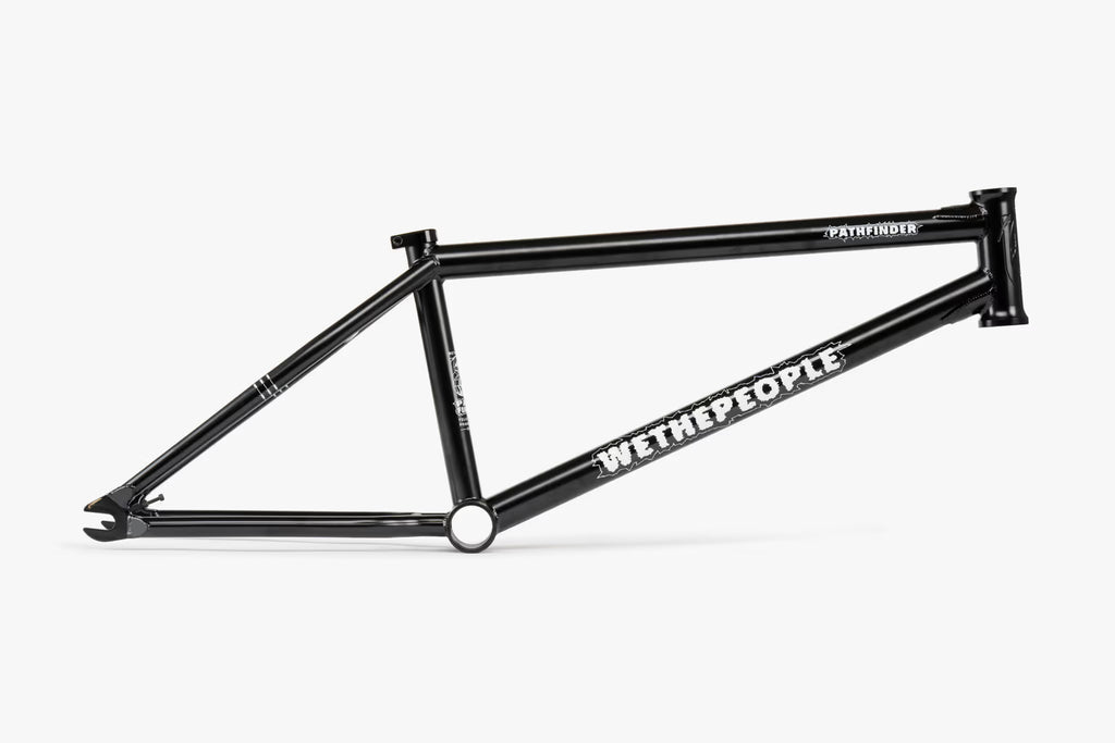 Black Wethepeople Pathfinder BMX frame, displayed against a clean white background