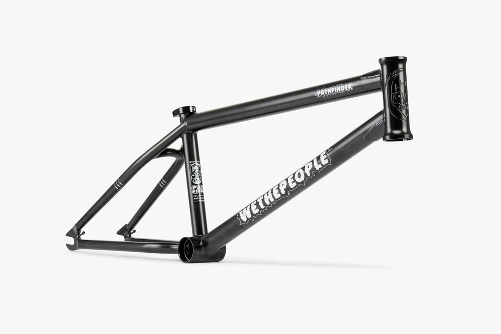 Wethepeople Pathfinder BMX Frame in matte black, showcasing its durable 4130 chromoly construction and signature Felix Prangenberg geometry for street and park riding.