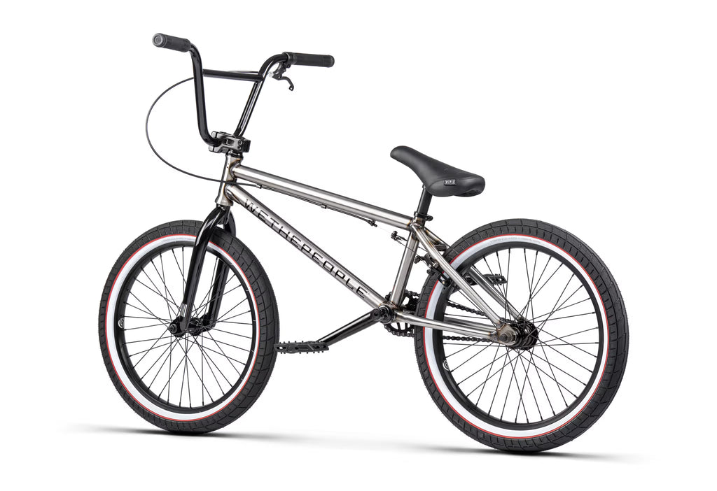 Bicycle with red rim tires on a white background