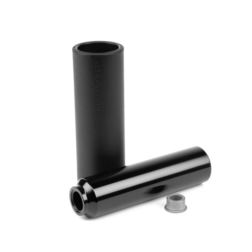 Two black metal pipes on a white background