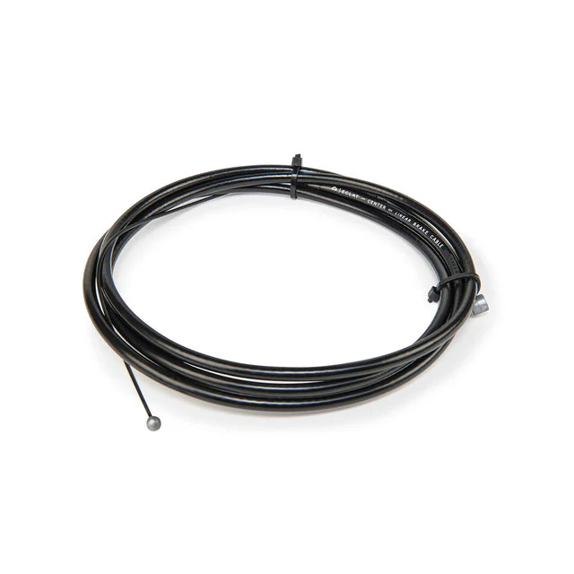 Éclat Core Linear BMX Brake Cable, black, shown coiled, highlighting the linear housing technology and pre-installed cable end.