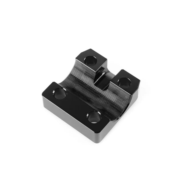 Éclat Felix front load BMX stem faceplate, black, showing the detailed grooved clamping area for maximum grip.