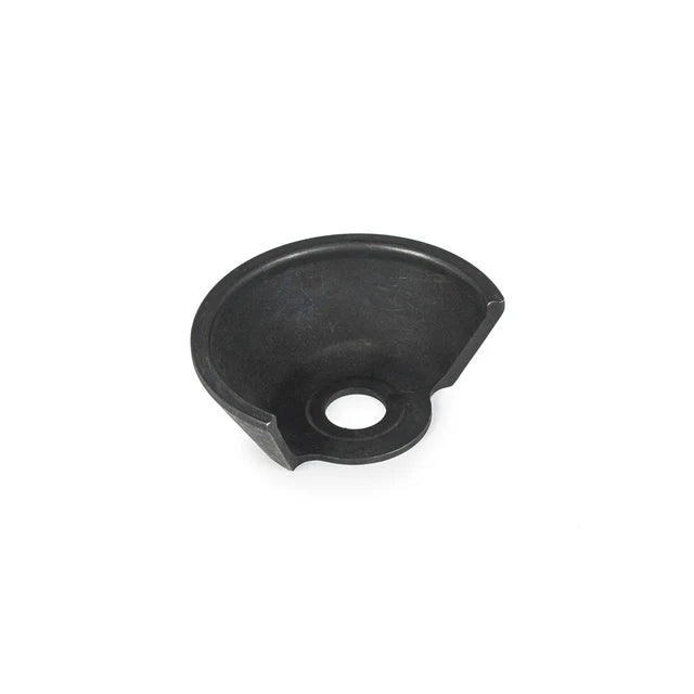 Internal view of the Éclat Servo Driver Hub Guard, black, showing the hollow, conical shape and the axle hole for mounting.
