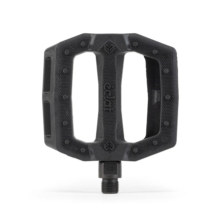 Black bicycle pedal on a white background