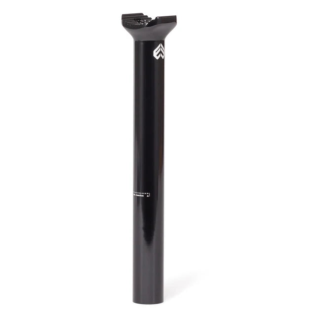 Éclat Torch pivotal seat post, 230mm length, black finish, showing the pivotal head and the Éclat logo.