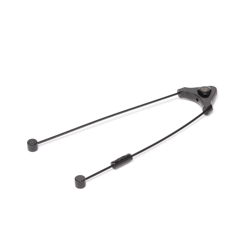 Black Eclat Unit U-brake system with dual brake arms connected by cables, featuring adjustable cable tension mechanism and rubber cable stops