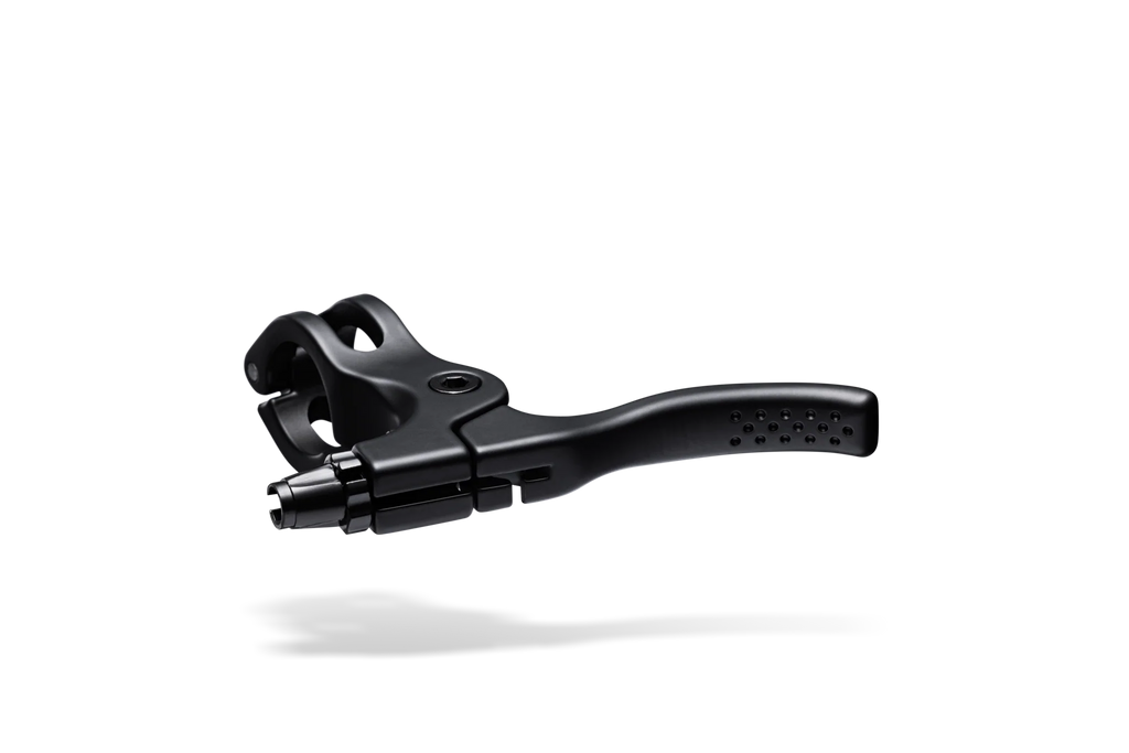 Black bicycle brake lever, right-hand side.