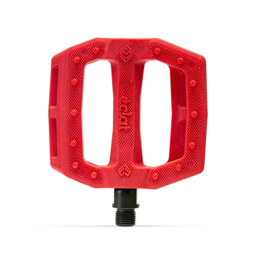 Red bicycle pedal with a white background