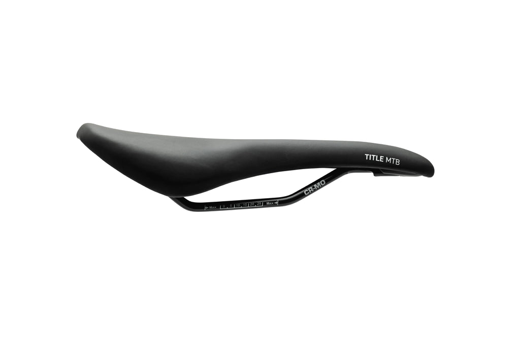 Title MTB black bicycle saddle with CR-MO rails
