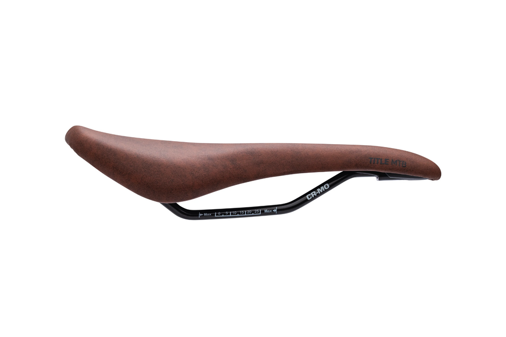 Title MTB ES1 Enduro Saddle in brown with CR-MO rails, designed for mountain biking